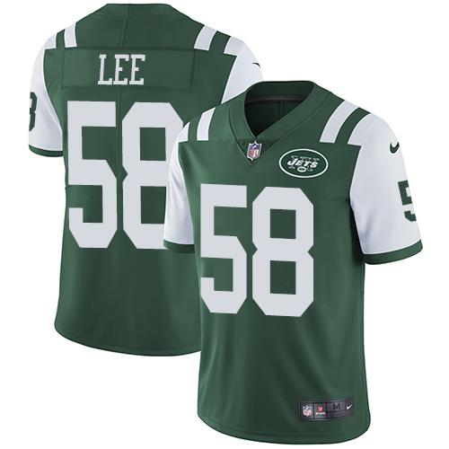 Nike Jets #58 Darron Lee Green Team Color Men's Stitched NFL Vapor Untouchable Limited Jersey - Click Image to Close